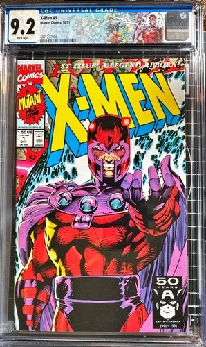 Vintage 1991 Marvel X-Men #1 CGC 9.2 NM- Magneto Cover Comic Book White Pages
