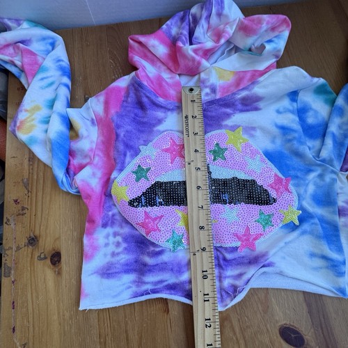 Lola + the boys tie die hoodie and shorts outfit size 8 - Picture 3 of 8