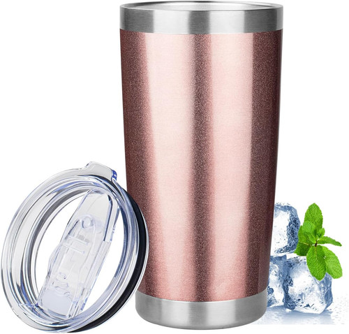 20oz Tumbler with Lid Stainless Steel Insulated Tumblers Travel Rose Gold