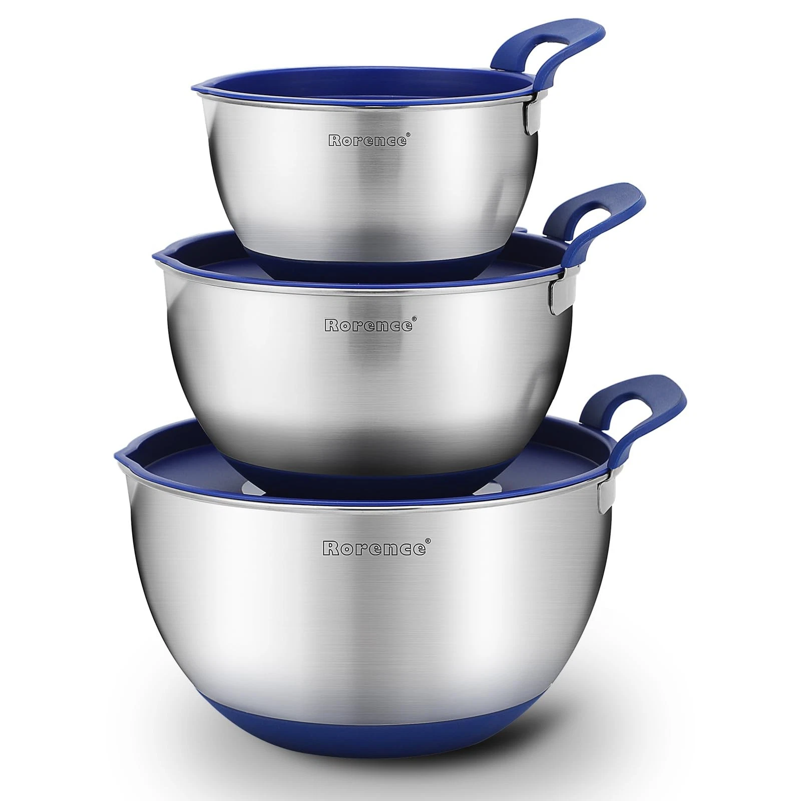 Stainless Steel Mixing Bowls: Stackable Mixing Bowl Set with Lids and Handles...