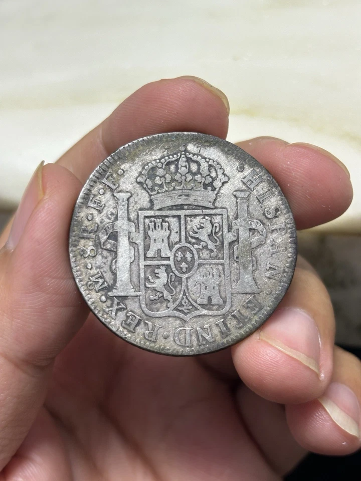 1778 Mexico 8 Reales Mo FF Carolus III Spanish Silver Coin Chopmarked - Image 2 of 2