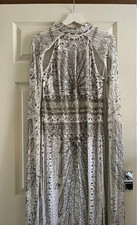 Karen Millen Premium Embellished High Neck Woven Maxi Dress With Cape Ivory
