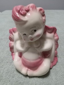 Vintage Hull Pottery High Gloss Baby Girl Diaper & Pillow Nursery Planter