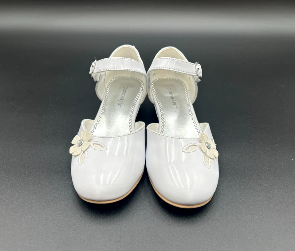 Zapatos de vestir Mary Jane blancos con correa al tobillo Christie & Jill para niñas - talla 3 Foto 2 de 4