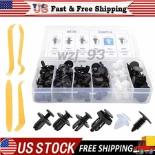 100Pack Universal Rivet Clips Car Retainer Fender Liner Fastener 6 Size w/ 4Tool