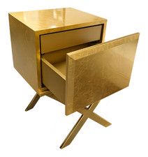 Luxury Gold Side Table With Drawer Modern Glam Bedside Cabinet
