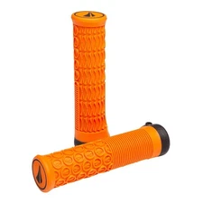 SDG Thrice 33 Orange Lock-On Ergonomic Bicycle Grips, Dual Density, 136mm