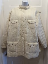 NWT Avenue Women’s CREAM IVORY Quilted Coat Collarless Jacket 26/28 4X 5X New