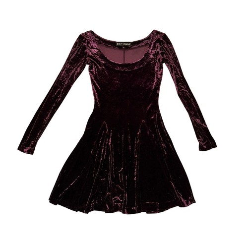 Vtg Y2K Betsey Johnson Dress Women's Size S Red Velvet Long Sleeve Scoop Neck