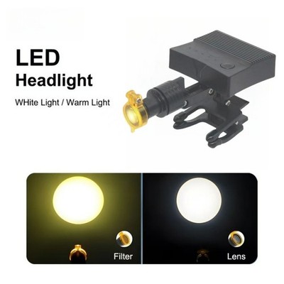 3/5W Dental WirelessLED Headlight With Filter For Medical Binocular Loupes Glass
