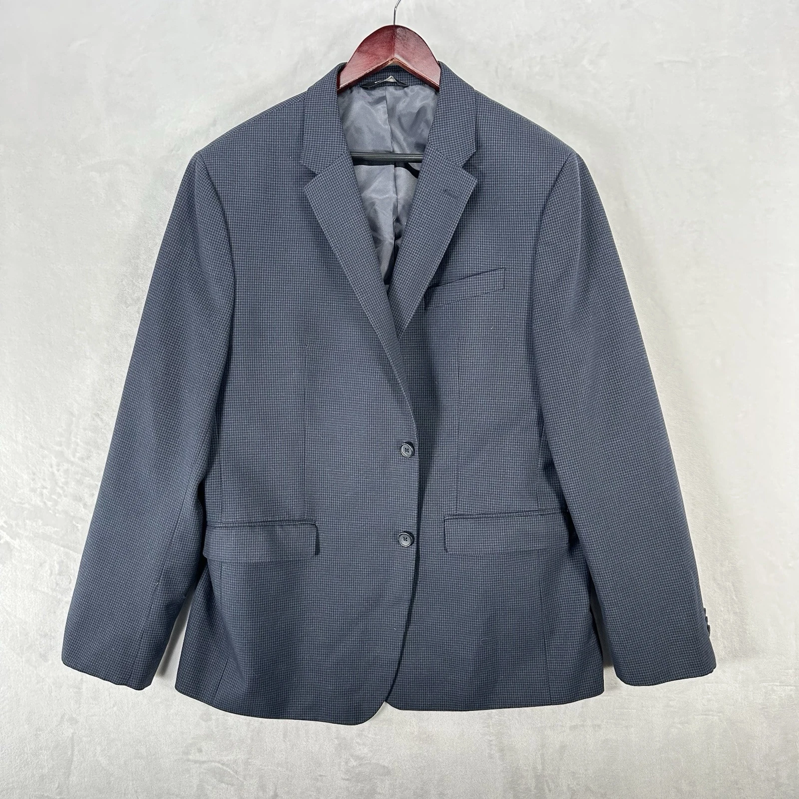 Banana Republic Jacket Mens 44R Blue Houndstooth Blazer Standard Fit Preppy