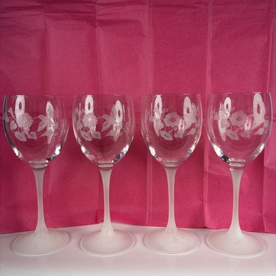 4er Set Avon Kolibri Kristall mundgeblasen Milchglas 8-1/4'' Wasser Wein Kelche