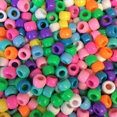 100 Helle Undurchsichtige Perlen Pony Perlen 9x6mm Fassförmige Kunststoffperlen