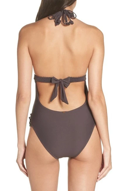 PilyQ BROWN Coco Isla Halter One Piece Swimsuit, US Small - Image 4 of 4