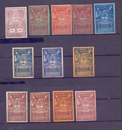 Argentina postal revenue fiscal stamps República Argentina 12 Proof  1915/1917