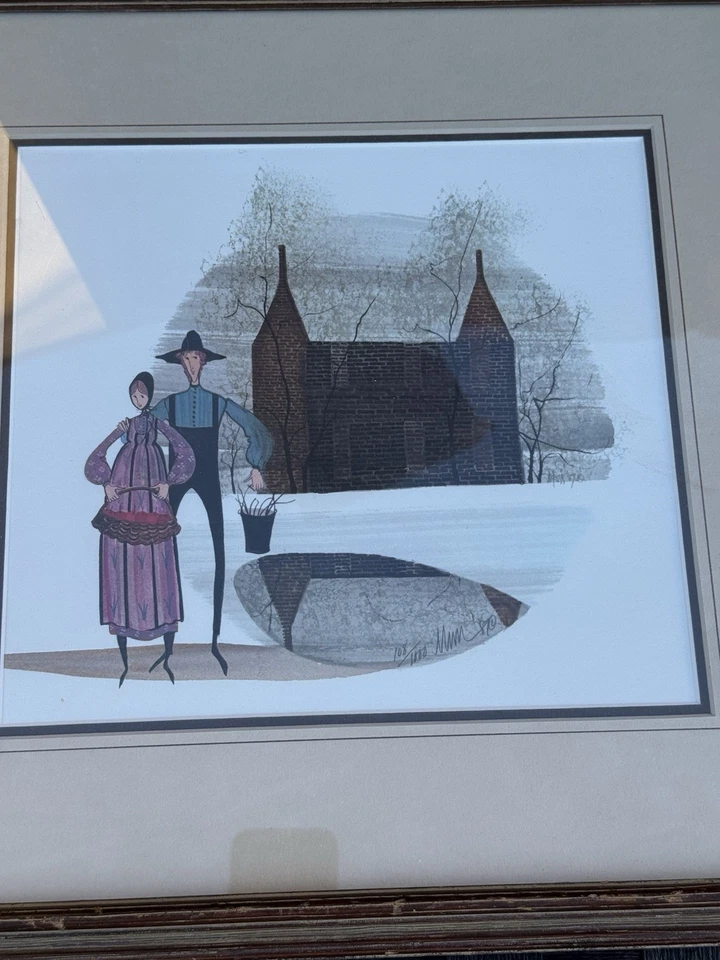 Impressão numerada emoldurada assinada P Buckley Moss Homestead Revisited 1987 - Imagem 2 de 4