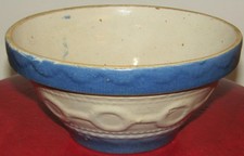 Antiique Blue & White Salt Glazed Wedding Ring Stoneware Mixing Bowl