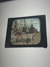 Hand Colored Fishing Glass Slide Antique Rare Simpson Stilwell Comanche Jack