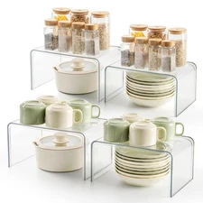 Clear Spice Rack Shelves Pantry Organizers and Storage Set of 4, Display Shelf