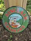Vintage Gasoline Sign - Flintstones Cave Man Porcelain Gas Pump Sinclair Sign