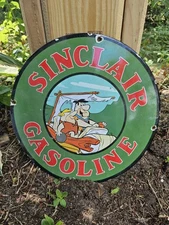 Vintage Gasoline Sign - Flintstones Cave Man Porcelain Gas Pump Sinclair Sign 