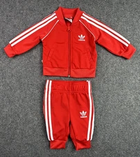 Adidas Trefoil Track Jacket Pants Set Infant Unisex 0-3mths Red