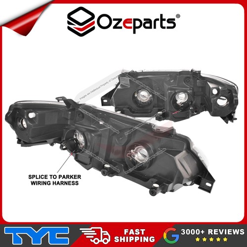 Pair LH+RH Head Light Angel Eyes (Black) For Ford Falcon FG s1 XR6 XR8 08~11 - Picture 2 of 7