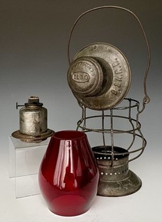 Vintage Dietz No.6 Bellbottom Railroad Lantern B&A Boston Albany RR w/Red Globe