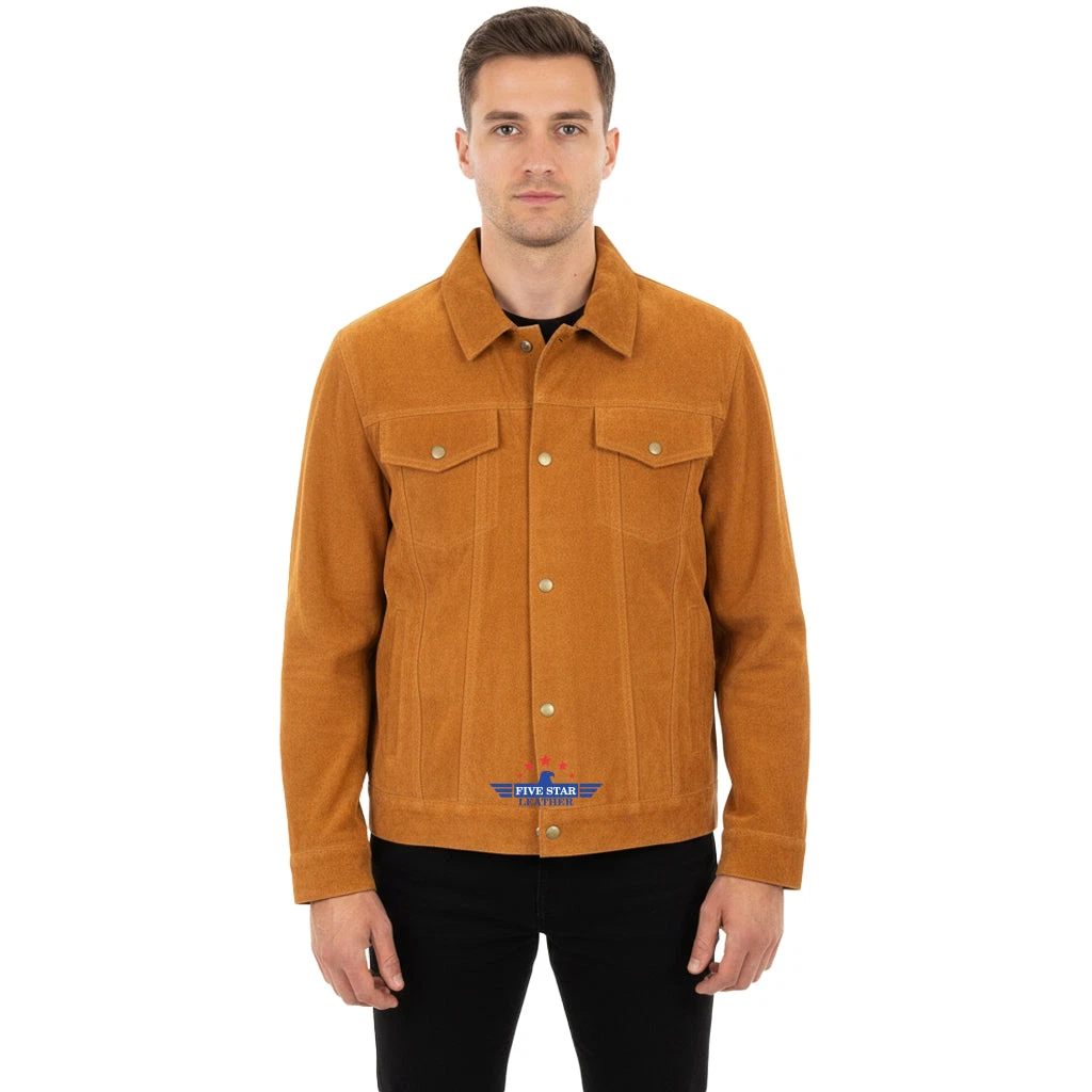 Men TRUCKER Suede Classic Retro Western Denim Style Handmade Vintage Jacket