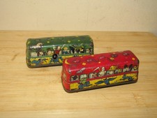Vintage Technik tinplate German clockwork buses fully functional 4 inches long