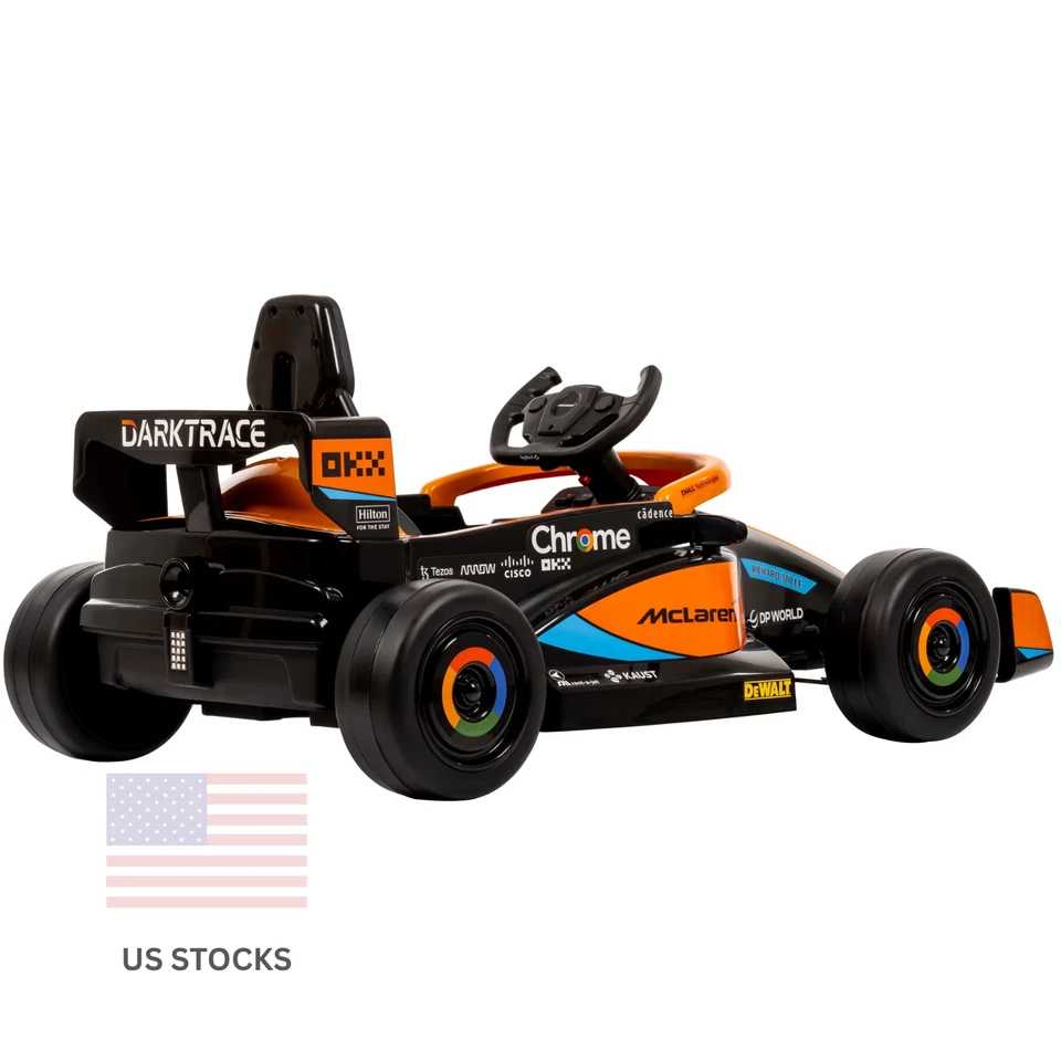 Carro de passeio infantil 12V McLaren Formula 1 com controle remoto, idades 3–5, preto - ligado - Imagem 4 de 4