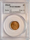 1924 D Lincoln Cent PCGS MS 64 RD Great Specimen and Tough in Red
