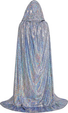 Shiny Hooded Cape Unisex Full Length Cloak Party Robe Cape Mardi Gras Halloween