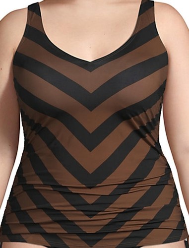 LANDS END Black/Allspice Adjustable V-neck Tankini Swimsuit Top Womens 16W NEW - Picture 12 of 13