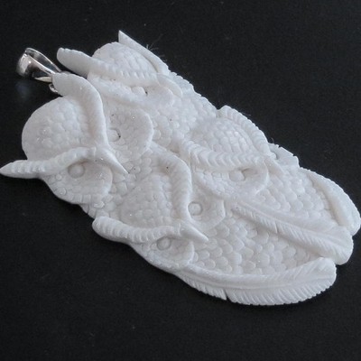 925 Sterlingsilber Handarbeit Eule Familie Bison Knochen Sterling Anhänger, 2 7/8''