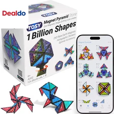 Magnet Pyramid Stone - 1 Cube Transforms into 1 Billion Shapes, 14 Pcs (12 Puzzl