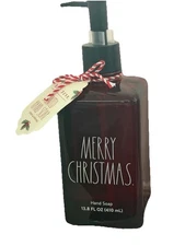Rae Dunn CHRISTMAS SPICE Scent🎄MERRY CHRISTMAS Hand Soap -13.8.fl.ozGlassBottle