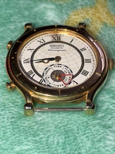 Vintage SEIKO Chronograph Quartz Men's Watch Age Of Discovery 8M25-7109