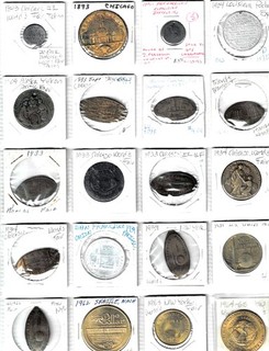 20 Pack Different World's Fair Tokens & Elongated Cents