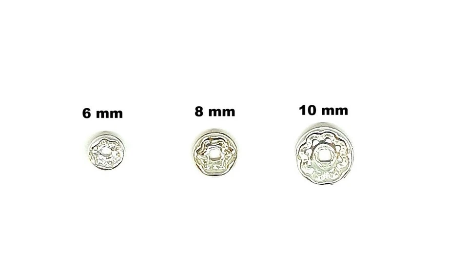 6, 8, 10 mm silver AB clear glass A grade Rhinestone Rondelle spacer beads - Image 2 of 4