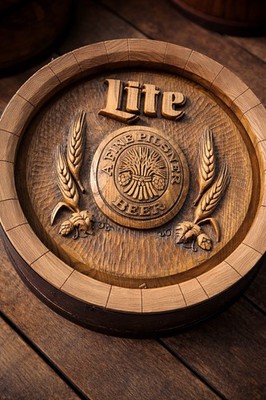  Miller Lite Pilsner Barrel Style Wood Beer Sign Plaque Vintage Breweriana Bar D
