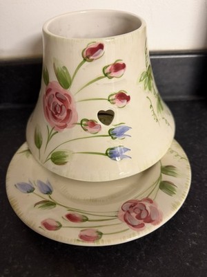 Yankee Candle Rose Purple Ivy Heart Cutout Flower Large Shade & Plate Neu