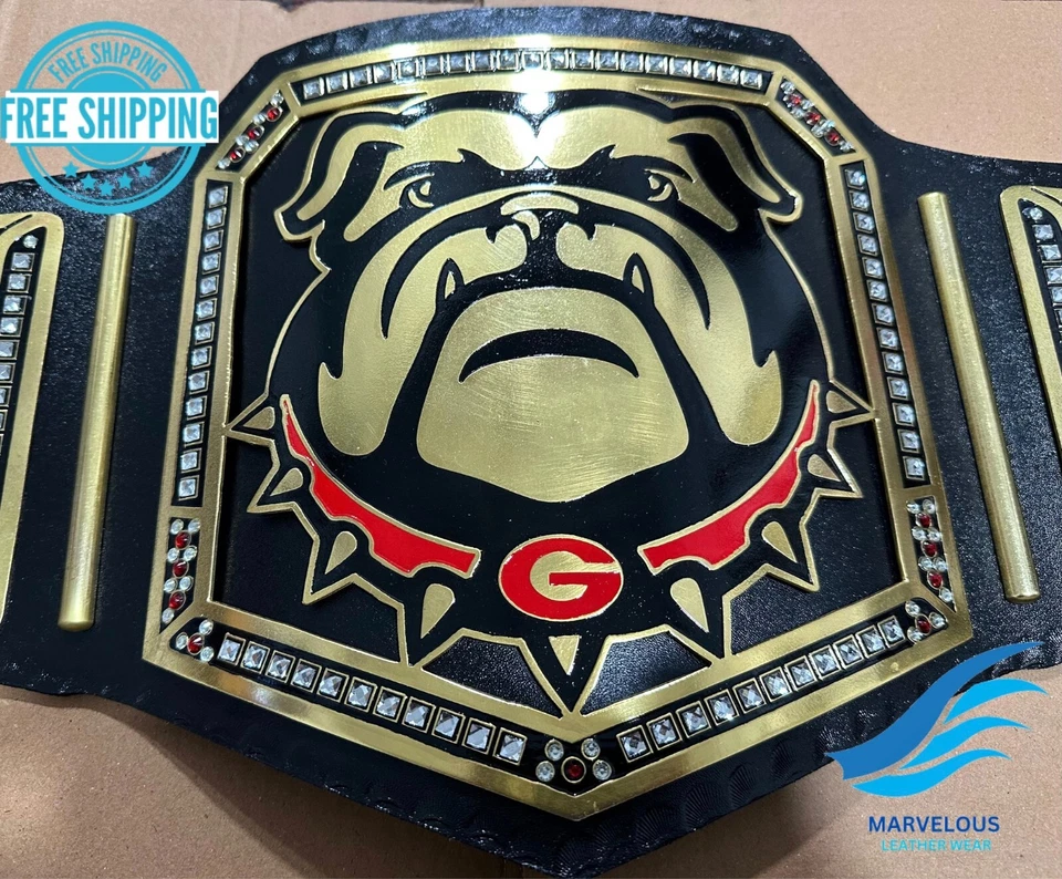 Новый GEORGIA BULLDOG национальный чемпионат ремень взрослый размер 2 мм латунные пластины - Изображение 2 из 4