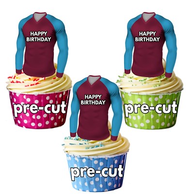 Precut Birthday Football Shirts Cake Toppers Decorations Claret