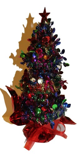 10" Colorful Artificial Tinsel Mini Christmas tree, Table Top Decoration - Picture 4 of 4