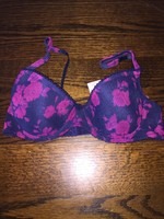 Abs Essentials Blue Purple Pink Rose Floral Mesh Under Wire Bra Size 36 D Abs Essentials Blue Purple Pink Rose Floral Mesh Under Wire Bra Size 36 D
