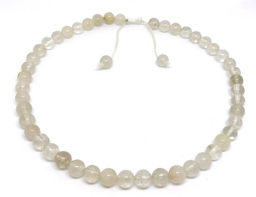 Vintage Natural Rutilated Rutile Rock Quartz Round Gemstone Beads 8mm Necklace - Picture 9 of 9