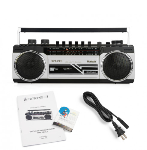Riptunes Retro AM/FM/SW Radio + Cassette Boombox with Bluetooth and USB/SD card