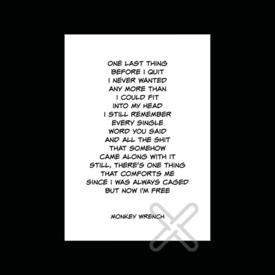 Monkey Wrench - Foo Fighters - Lyric Poster Print - Size A4