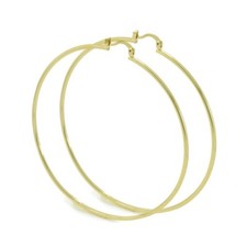 Classy  Simple Womens Plain 14K Gold Tone Skinny 60mm Hoop Earrings